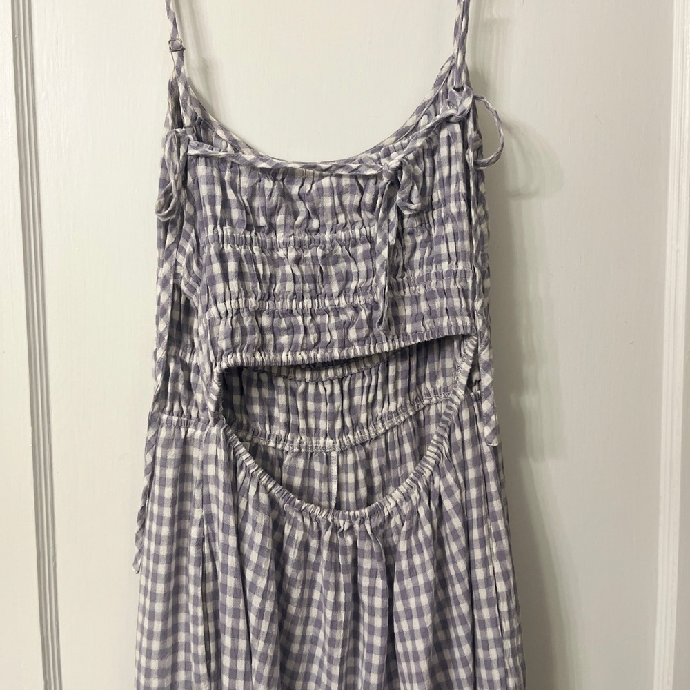 Blue and White Gingham Jumpsuit - Picture 2 of 10